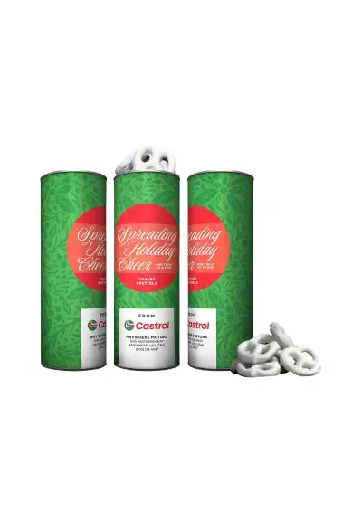 Castrol® 8" Canister with Yogurt Pretzels